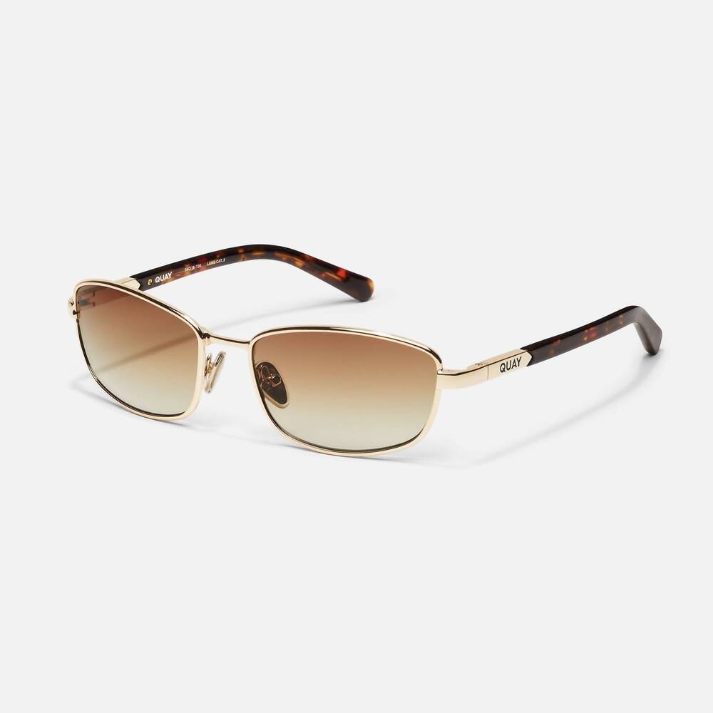 NEW QUAY unisex text me sunglasses in gold/sepia